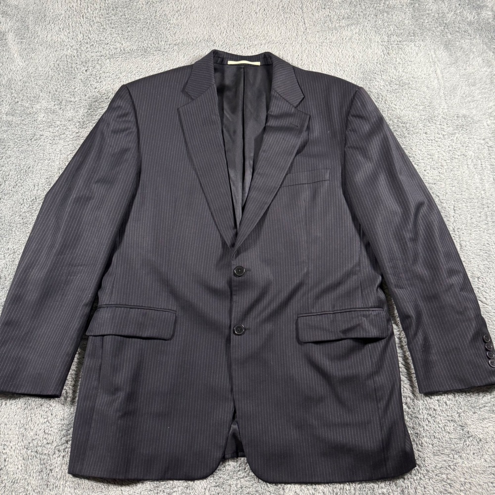 Burberry London 100% Wool Pinstripe Suit Jacket Blazer Mens Size 42 Reg